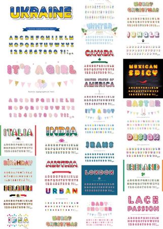 Various Countries and Holidays Vector Fonts