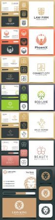 Business card and line logo design template