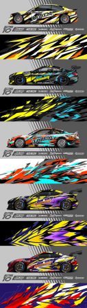 Racing sports car design sticker illustration