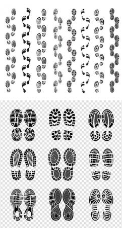 Footprint Human Silhouettes Vector Template Set