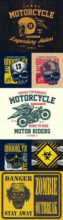 DesignOptimal Vintage illustration motorcycle and urban printing house
