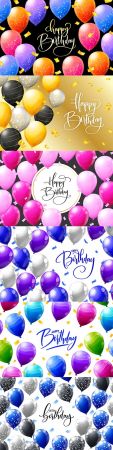 Happy birthday holiday invitation realistic balloons 7