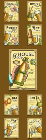 House beer pub menu promotional illustration