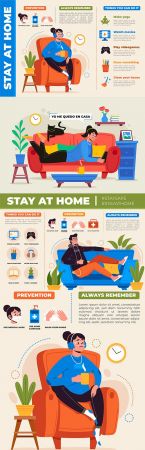 Stay at home warning infographics design