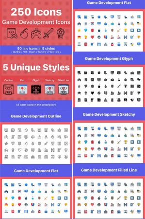250 Game Development Icons