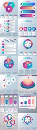 Abstract Infographic Design with Grey Background Set