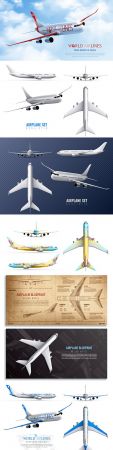 Aircraft set world airlines in various kinds of realistic