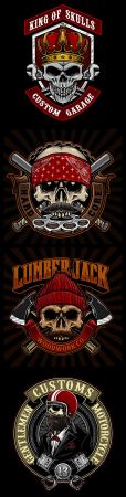 Skull and retro biker style weapons design emblems