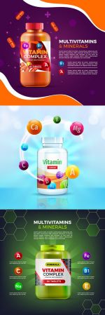 Complex vitamins and minerals design realistic