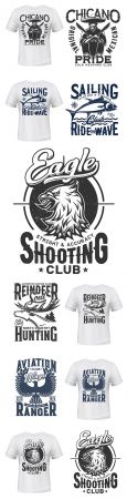 White T shirt with print design emblem sports club