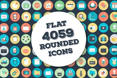 CreativeMarket   4059 Flat Rounded Vector Icons