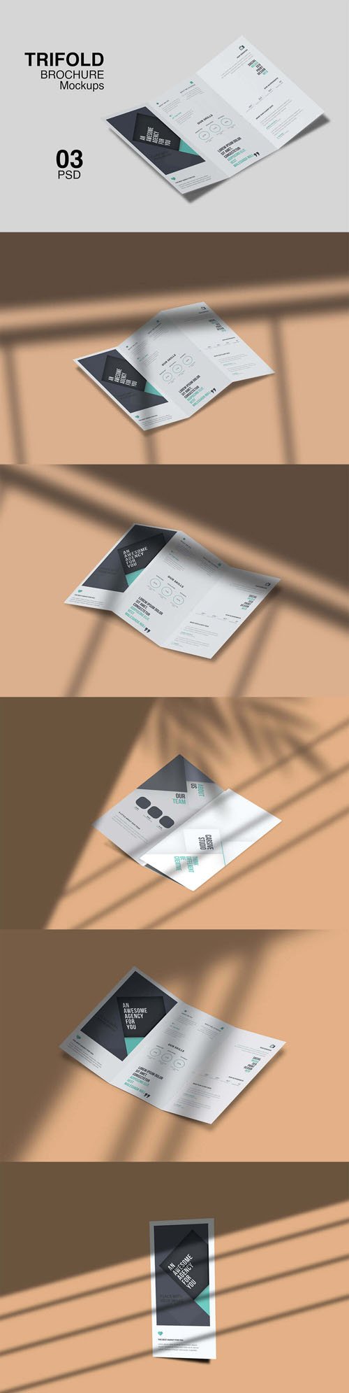 Tri-fold Brochure PSD Mockups Pack
