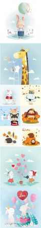 Happy Cute Little Animals Vector Illustration Pack Vol 2