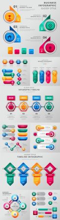 Business infographics options elements collection 150