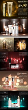 Exquisite cosmetic template, blank layout with glittering background