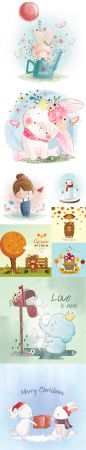 Happy Cute Little Animals Vector Illustration Pack Vol 3