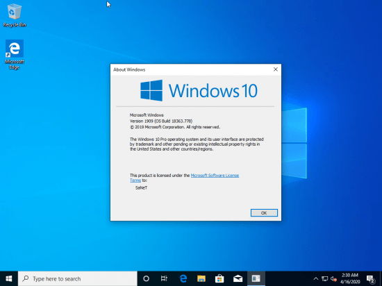 Windows 10 Pro 19H2 1909.18363.778 + Office 2019 April 2020 Preactivated ..