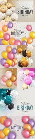 Happy birthday holiday invitation realistic balloons 12