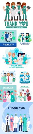 Thank you doctor and nurses medical design illustrations