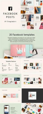 CreativeMarket - Minimal Facebook post templates 3003560