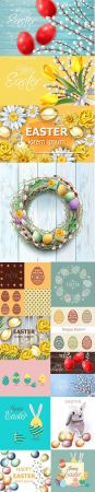 Easter Vector Background and Seamless Pattern