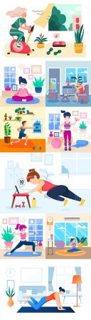 Home education and concept illustration in sports