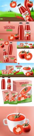 Tomato natural product and insulated packaging realistic banner