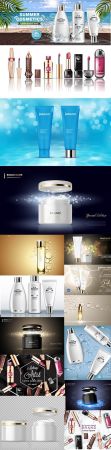 Make Up and Cosmetic Package Advertising Template Skin Care Cream Set