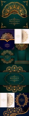 Mandala creative luxury blue and green design background 5