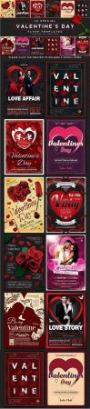 CreativeMarket - 10 Valentines Day Flyer Bundle V1 3434945