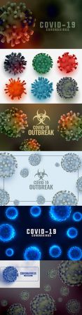 Coronavirus infection background with 3d viral cell