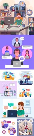 Remote work at home concept of illustration 3