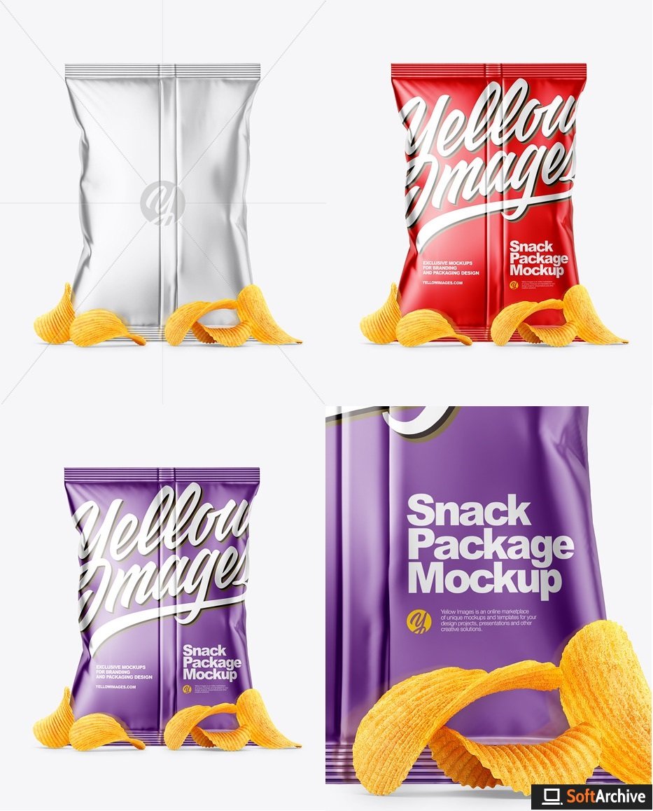 Download Download Metallic Snack Package With Riffled Potato Chips Mockup 58919 Softarchive Yellowimages Mockups