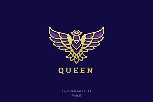 Luxury Queen Bird Line Art Logo