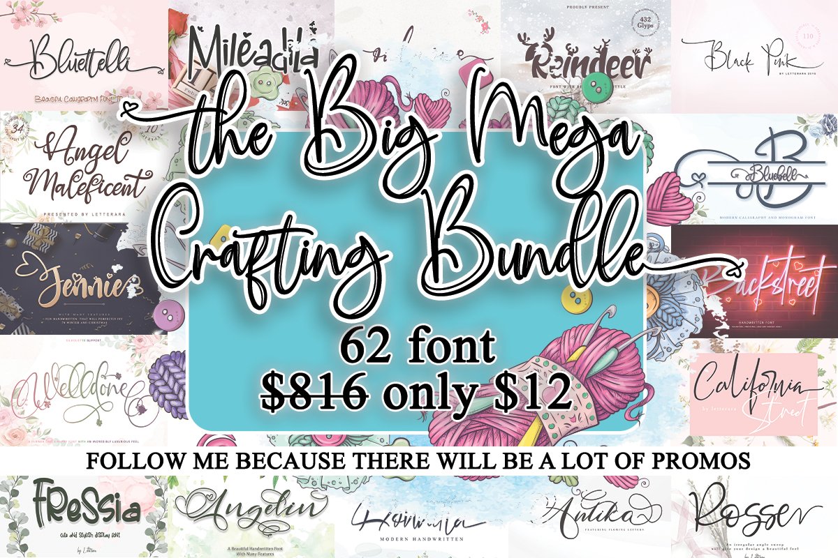 Download Download The Big Mega Crafting Bundle - 62 Premium Fonts ...