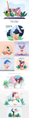 DesignOptimal Yoga International day and meditation design illustration 3