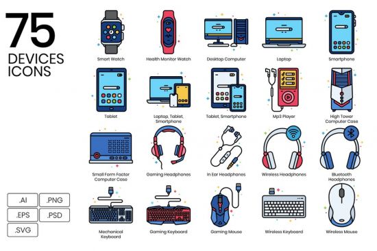 DesignOptimal 75 Devices Icons Vivid Series