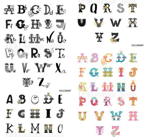 Alphabet letters in different style Vector