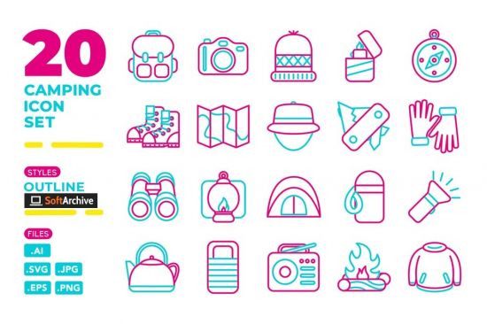 Camping Icon Set (Outline)
