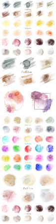 Hand painted color watercolor texture set with abstract frame
