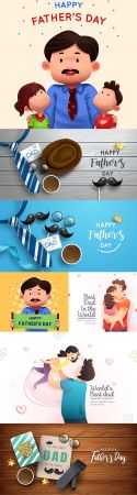 Happy Father 's Day design greeting card and banner 5