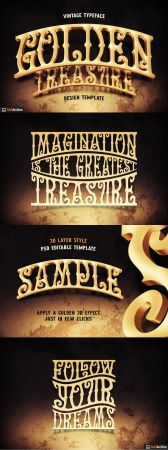 Creativemarket   Golden Treasure font & template 4378812