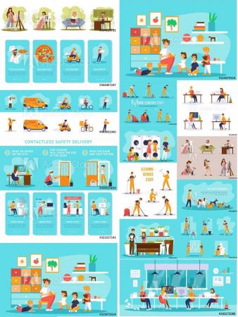 People of life situations and work Vector Illustrations Set