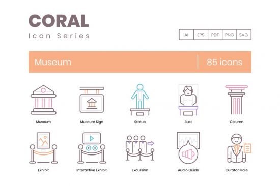 85 Museum Icons   Coral Series