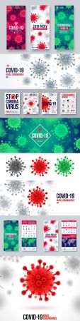 Coronavirus banner infographic elements and background with virus