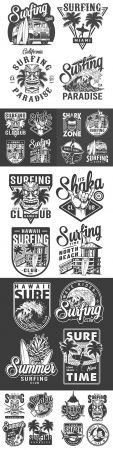 Monochrome vintage badges and surfing emblems