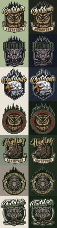 Head animals colorful emblem vintage wildlife