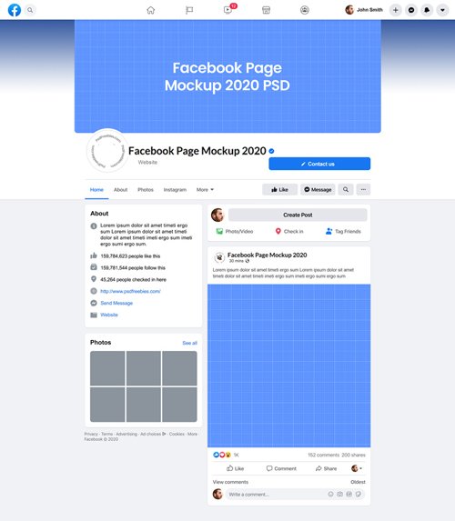 Facebook Page PSD Mockup 2020