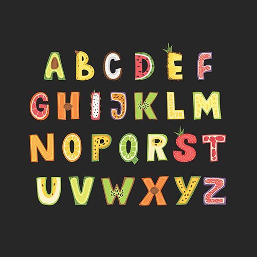 Fruit alphabet   lettering design