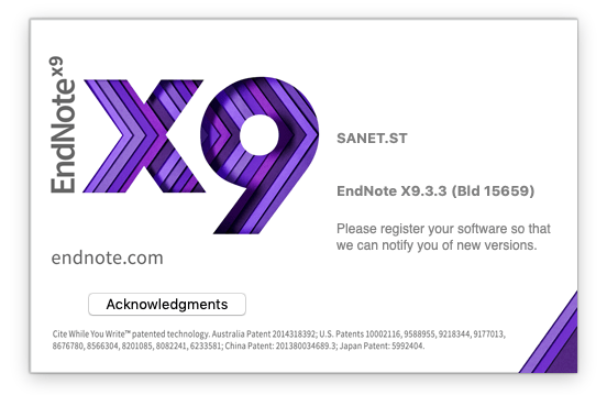 EndNote X9.3.3 Build 15659 macOS